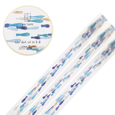 

kinbor hand&paper tape 20mm 10m hand account decoration color stationery tape lot of fish DTB64023