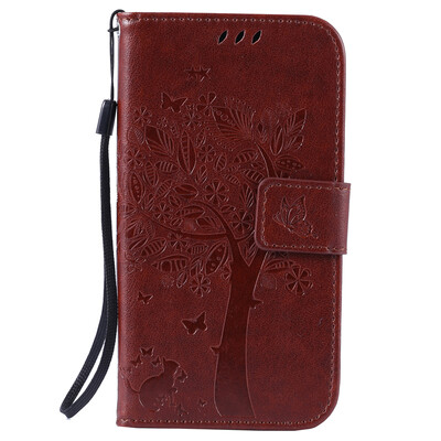 

Brown Tree Design Кожа PU флип крышки Кошелек Карты Держатель чехол для SAMSUNG J2