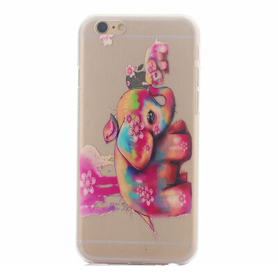 

Color elephant Pattern Soft Thin TPU Rubber Silicone Gel Case Cover for IPHONE 66S