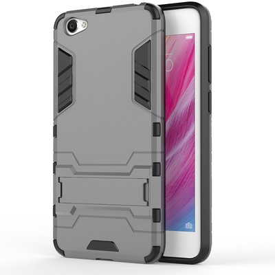 

Gray Slim Robot Armor Kickstand Shockproof Hard Rugged Rubber Back Case For VIVO Y55