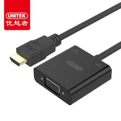

UNITEK HDMI to VGA Converter HD Video Adapter with Audio Port Computer TV Box Projector Display Cable Black Y-6333BK
