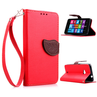 

Red Design PU Leather Flip Cover Wallet Card Holder Case for Nokia Lumia 535