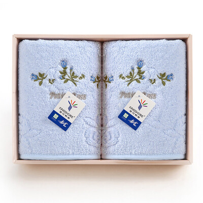 

Gold cotton fresh&elegant rose two towel gift box 2185H blue