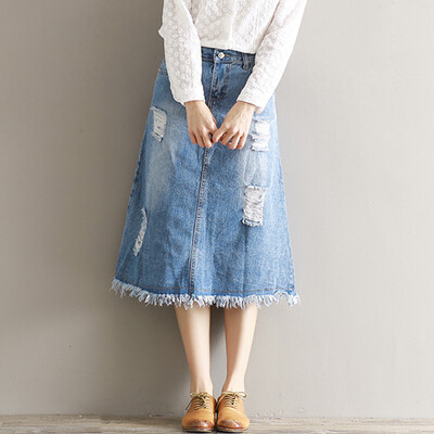 

CITYPLUS Cave Art Fan Van Rulou Side Skirt Cowboy Skirt CWQZ172460 Blue