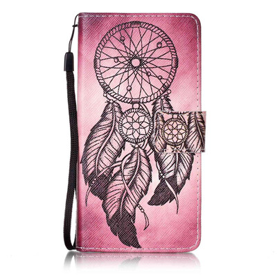 

Maroon Wind Chimes Design PU Leather Flip Cover Wallet Card Holder Case for Wiko Lenny 3