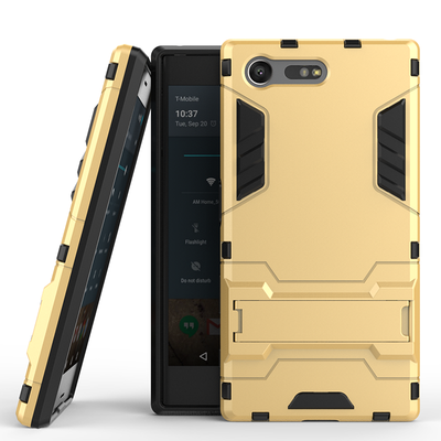 

Gold Slim Robot Armor Kickstand Shockproof Hard Rugged Rubber Back Case For SONY Xperia X Compact
