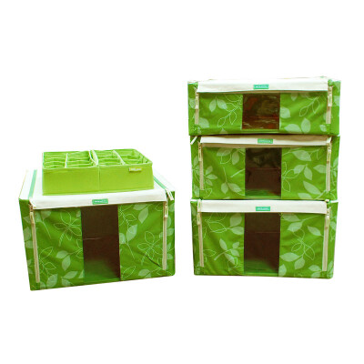 

Locks&Locks Window-type Leaf Storage Box Organizer Foldable Oxford Cloth Large Storage Box Car Box Five-piece LLB145GLF005 Green