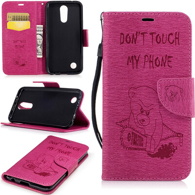 

Rose Bear Style Embossing Classic Flip Cover with Stand Function and Credit Card Slot for LG K10 2017