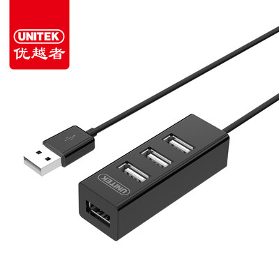 

Улучшенный человек (UNITEK) USB разветвитель вытащил четыре высокоскоростных мульти-интерфейс 0,8 м ноутбука настольного компьютер 4-концентратор HUB конвертера черного Y-2140BK