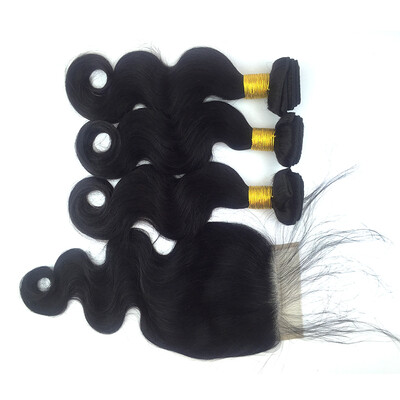 

Unprocessed Indian Virgin Hair With Closures body wave 3 bundles With Lace Closures 100 Indian Human Hair Weaves Extensions