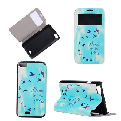 

Flying Birds Sky Design PU Leather Flip Cover Wallet Card Holder Case for Wiko Lenny