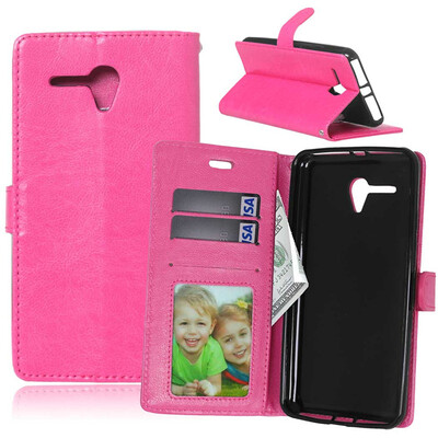 

Rose red Style Classic Flip Cover with Stand Function and Credit Card Slot for Alcatel Pop 3 5.5