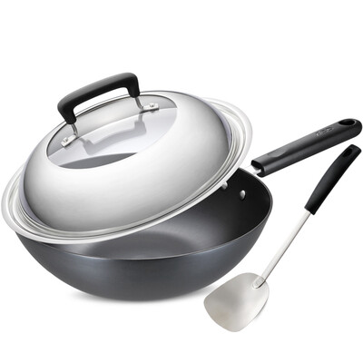 

Ai Shida ASD wok 30CM cast rust can not fry pan CF30B3WG wok frying pan pan