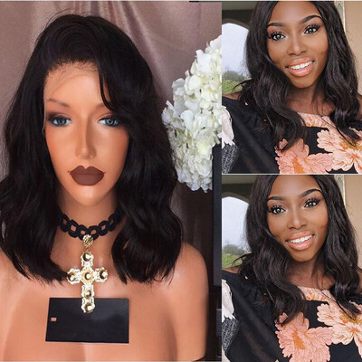 

New short wavy human hair bob wigs brazilian virgin hair full lace wigs with baby hair glueless full lace human hair wig for black