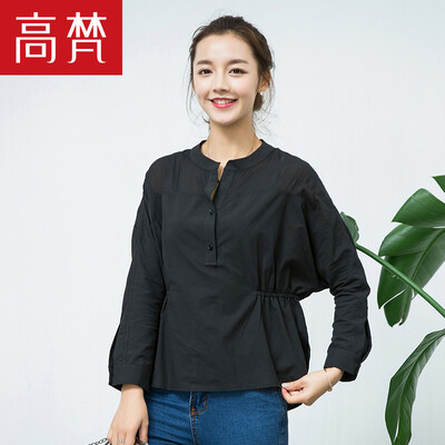 

Рубашка с длинным рукавом высокой рубашки Vatican Bat Sleeve Slim Shirt Корейская женская рубашка G1170133 Black 170 / XL