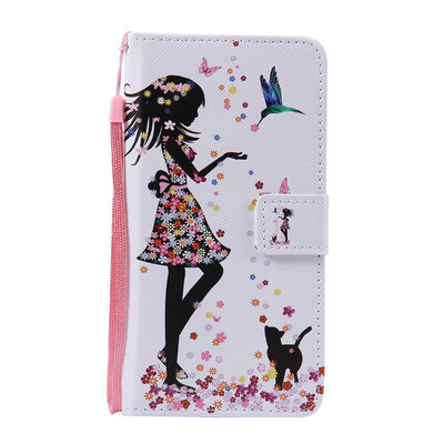 

Girl&Cat Design PU Leather Flip Cover Wallet Card Holder Case for LG V10
