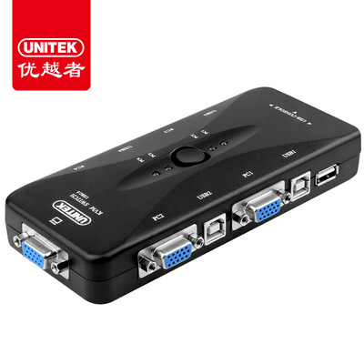 

(UNITEK) KVM-переключатель 4-портовый USB-многопортовый преобразователь VGA четыре в отсек экрана монитора клавиатуры и мыши устройства 4 обмена в U-8710