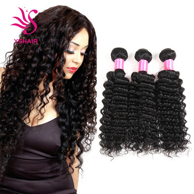 

Remy Virgin Brazilian Deep Wave Human Hair Extensions Pack of 3 Unprocessed Deep Wave Weave Natural Color Mixed Length