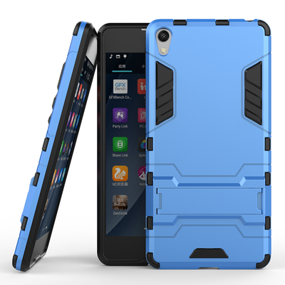 

Blue Slim Robot Armor Kickstand Shockproof Hard Rugged Rubber Back Case For SONY Xperia E5