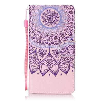 

Purple Sunflower Design PU Leather Flip Cover Wallet Card Holder Case for Huawei P8 Lite