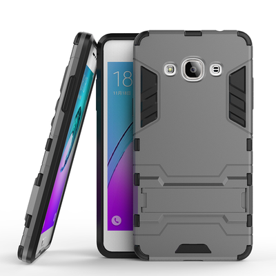 

Gray Slim Robot Armor Kickstand Shockproof Hard Rugged Rubber Back Case For SAMSUNG GALAXY J3 Pro