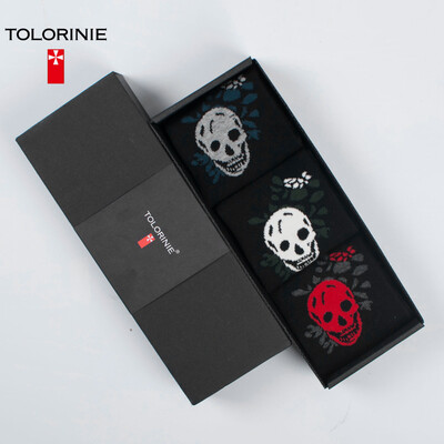 

TOLORINIE casual men socks combed cotton skull men boat socks spring&summer thin section short socks 3 double K7129M0011