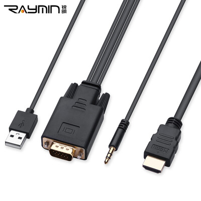 

Rui Ming RA251BK-0200 VGA to HDMI cable HD video converter adapter VGA revolution hdmi male notebook computer connected display projector line 2 meters