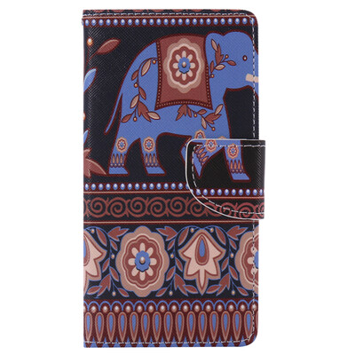 

Brown elephant Design PU Leather Flip Cover Wallet Card Holder Case for SONY M5