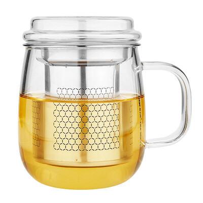 

Jingdong supermarket] lilac 430ml high heat-resistant glass office can be directly heated desktop cup S118