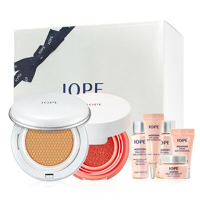 

IOPE water Ying multi-effect Huan Run combination air cushion powder Cream N21 15g 2 air cushion blush 2 9g Huanrun 5 sets