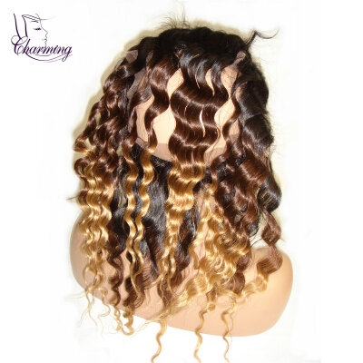 

Loose Curly Ombre 360 Silk Lace Frontal Brazilian Virgin 3 Tone Ombre Human Hair 360 Lace Band Frontal Closure With Natural Hairl