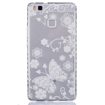 

White butterfly Pattern Soft Thin TPU Rubber Silicone Gel Case Cover for HUAWEI P9 Lite