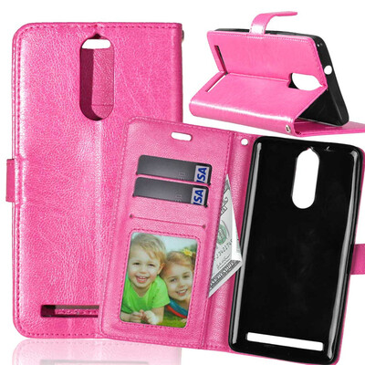 

Rose red Style Classic Flip Cover with Stand Function and Credit Card Slot for Lenovo K5 Note