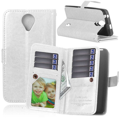 

White Style Classic Flip Cover with Stand Function and Credit Card Slot for HUAWEI Y635