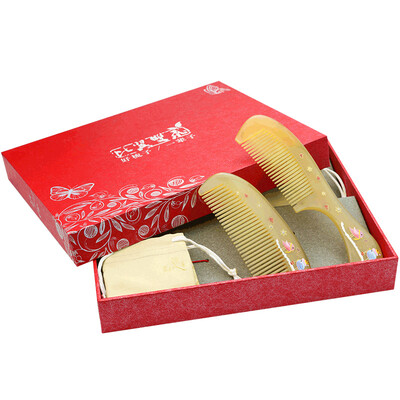 

Jingdong Supermarket] Yu Mei Ren horns lacquer art comb suit hand-painted combs a big one