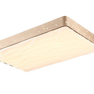 

Three male aurora led ceiling lamp Iron hollow creative water ripple rectangular living room master bedroom lights dimming color 96W gold