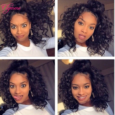 

Clymene Hair 5x45 Silk Top Lace Front Wigs Human Hair Bleached Knots Brazilian Short Curly Bob Front Lace Wigs For Black Women