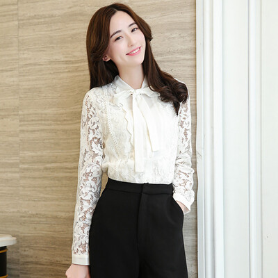 

Siberian Chester 2017 Autumn Chiffon Sweater Long Sleeve Loose Lace Sexy Tops S71R0350A7M White M