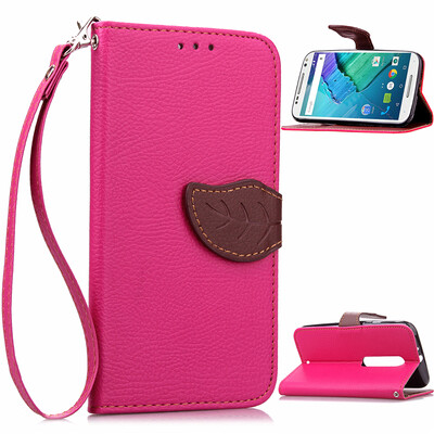 

Pink Design PU Leather Flip Cover Wallet Card Holder Case for Moto X Style/XT1570