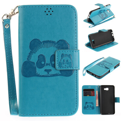 

Sky blue Panda Style Embossing Classic Flip Cover with Stand Function and Credit Card Slot for Samsung Galaxy J5 Prime
