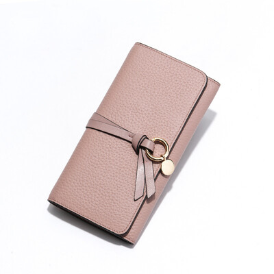 

LANVERA Women&39s folding wallet women&39s long section of Europe&the United States first layer of leather wallet female handbag L6601 bare powder