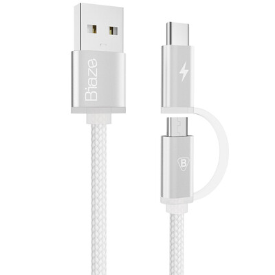 

BIAZE Micro / Type-c 2-в-одном тканый кабель для передачи данных 1,2 метра Haoyue silver Эндрюс мобильный телефон зарядки линии поддержки Huawei P9 / музыка как 1S2 / просо 4C Эндрюс мобильный телефон K19