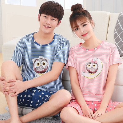 

Antarctic Nanjiren pajamas home service cotton couple pajamas women summer short sleeve cotton suit NAS5X20122-7 pink stripes XXL