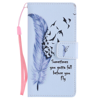 

Blue Feather Design Кожа PU откидной крышки Кошелек Карты Держатель чехол для SAMSUNG J5Prime