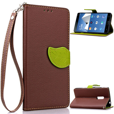 

Brown Design PU Leather Flip Cover Wallet Card Holder Case for One Plus Two