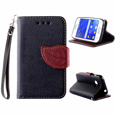 

Black Design PU Leather Flip Cover Wallet Card Holder Case for Samsung Galaxy G310H