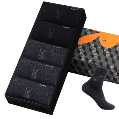 

Jingdong Supermarket Playboy 2717w male socks cotton men socks in the tube solid color sports business socks 5 double gift box 2 black 3 dark gray