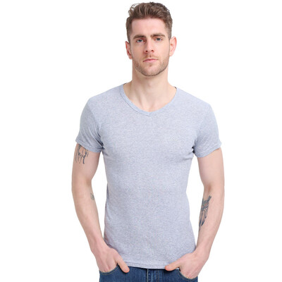 

Bosideng men &39s vest male T - shirt short - sleeved cotton V - neck bottom shirt pure color breathable sweat leisure gray XL