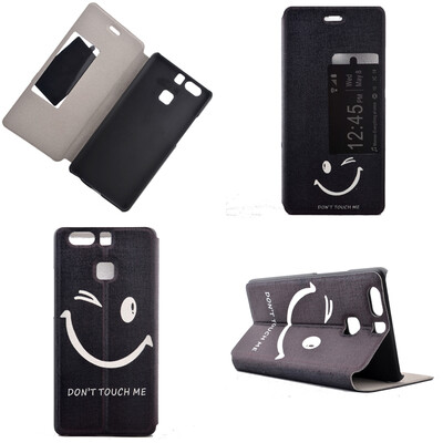 

Naughty Smile Design PU Leather Flip Cover Wallet Card Holder Case for Huawei P9