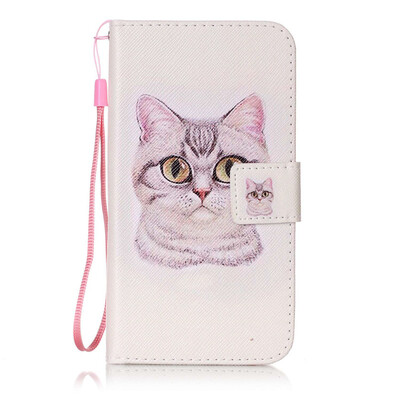 

Short Hair Cat Design PU Leather Flip Cover Wallet Card Holder Case for LG K7LG M1